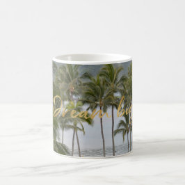 Kauai Hawaii Handflatan Träd Beach Guld Dream Kaffemugg