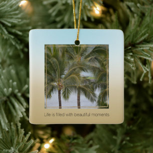 Kauai Hawaii Handflatan Träd Bevackra Moments Julgransprydnad Keramik