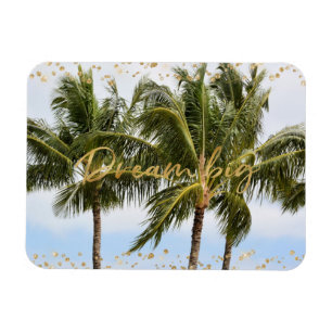 Kauai Hawaii Handflatan Träd Guld Dream Magnet