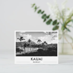 Kauai Hawaii Kalapaki Beach Svart och Vitt Vykort