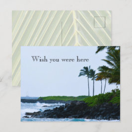 Kauai Hawaii Koloa Ocean Handflatan Träd Vykort