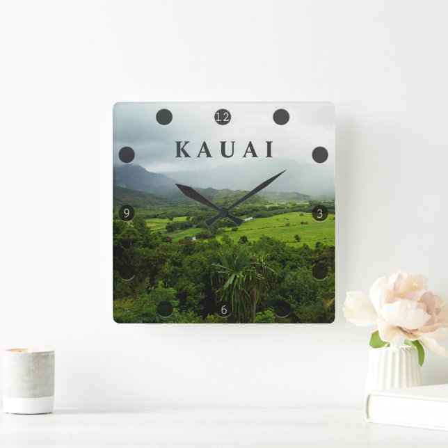 Kauai, Hawaii Ligcape Scene Fyrkantig Klocka (Hem)
