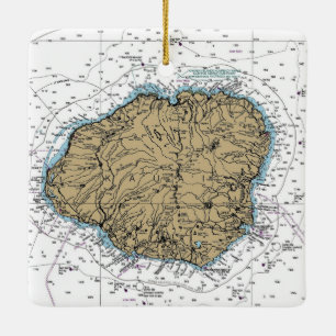 Kauai Hawaii Nautical Chart Julgransprydnad Keramik