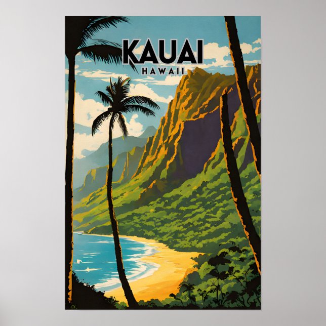 Kauai Hawaii Nostalgic Retro Travel Poster (Framsidan)