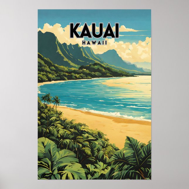 Kauai Hawaii Nostalgic Travel Poster (Framsidan)
