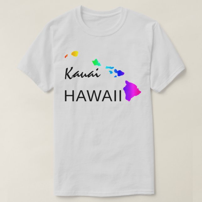 KAUAI - HAWAII-ÖARNA NEON RAINBOW T SHIRT (Design framsida)