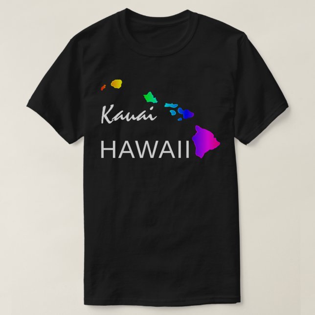 KAUAI - HAWAII-ÖARNA NEON RAINBOW T SHIRT (Design framsida)