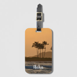 Kauai Hawaii Ocean Handflatan Träd Sunset Bagagebricka