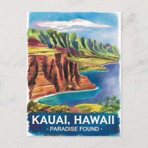 Kauai Hawaii Paradise hittade målning för vattenfä Vykort