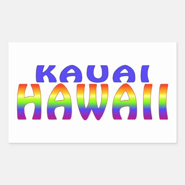Kauai Hawaii regnbågeord Rektangulärt Klistermärke (Framsida)
