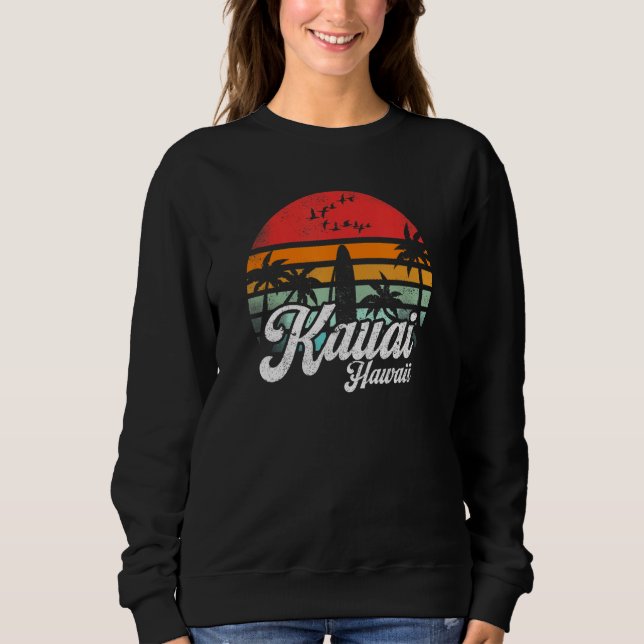 Kauai Hawaii Retro Funny Hawaiian Beach Surfing Su T Shirt (Framsida)