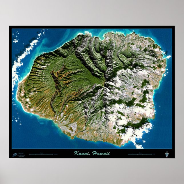 Kauai, Hawaii satellitposter Poster (Framsidan)