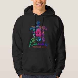 Kauai Hawaii Semester 2022 Havssköldpadda Blomma T Hoodie