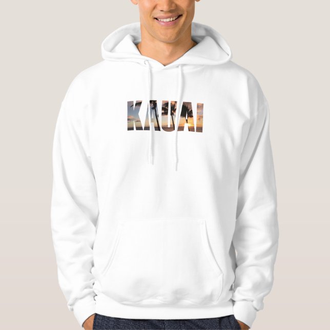 Kauai Hawaii solnedgång med palmträd Hoodie (Framsida)