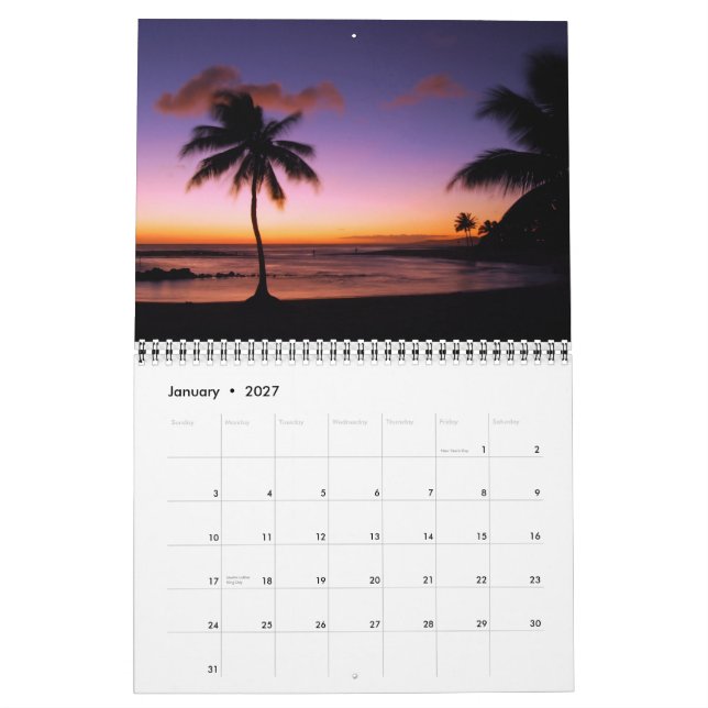 Kauai, Hawaii Sunsets & Sunrises Calendar Kalender (Jan 2027)