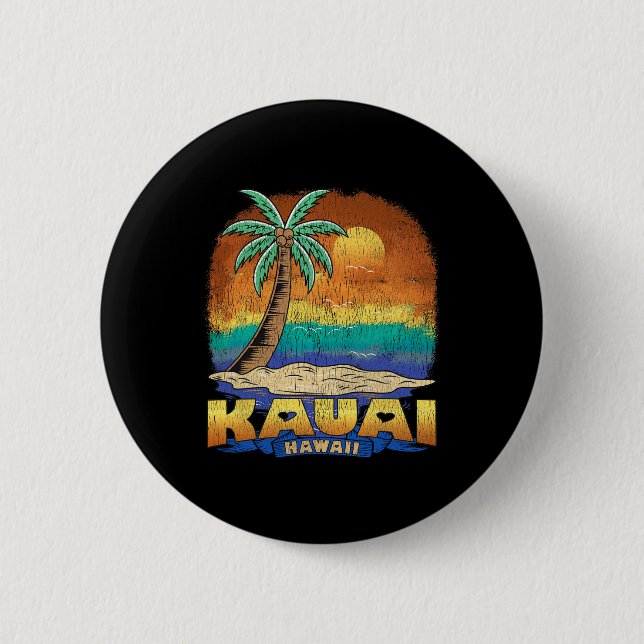 Kauai Hawaii Vintage Distress Souvenir Knapp (Framsida)