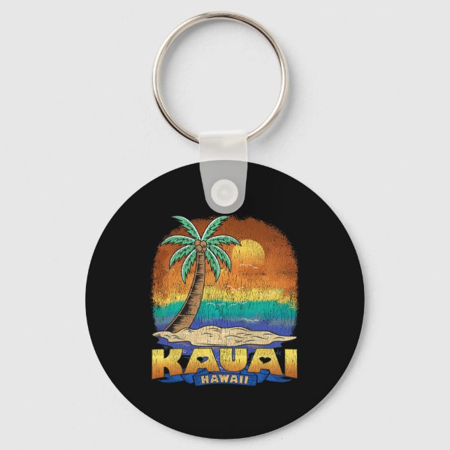 Kauai Hawaii Vintage Distress Souvenir Nyckelring (Framsida)