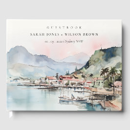 Kauai Hawaii Watercolor Landscape Wedding Gästböcker