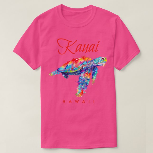 Kauai Hawaii Watercolor Sea Turtle Souvenir T Shirt (Design framsida)