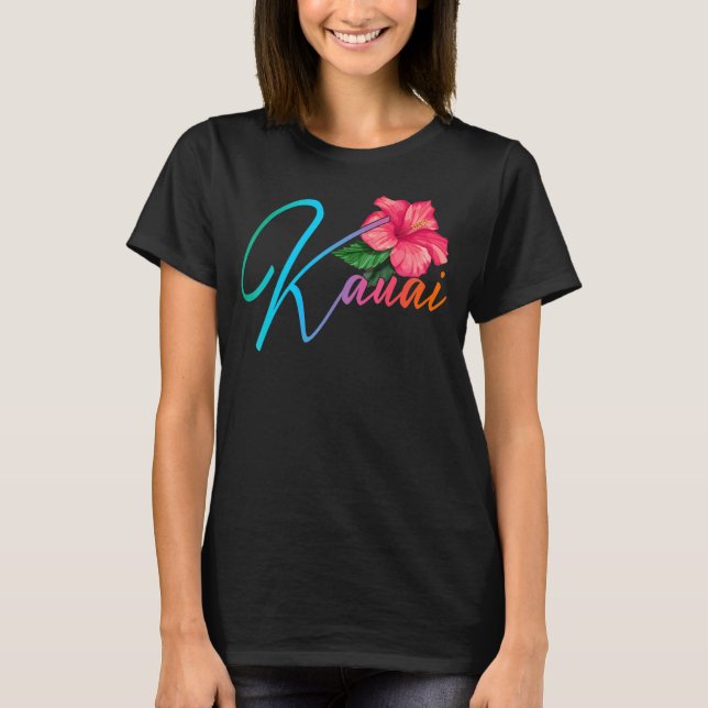 Kauai Hawaiian Hibiscus Flowers Hawaii Beach Luau T Shirt (Framsida)