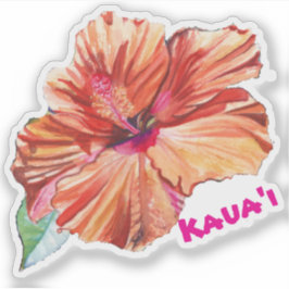 Kauai Hibiscus Watercolor Hawaiian Klistermärke Klistermärken