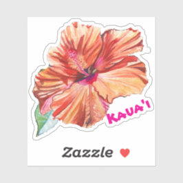Kauai Hibiscus Watercolor Hawaiian Sticker Klistermärken