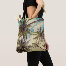 Kauai Island Handflatan Vintage Blue Hawaii Tote B Tygkasse
