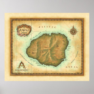 Kauai-karta-4000-dpi-cross Poster