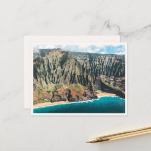 Kauai kustlinje från luften Na Pali-bergen tom Vykort
