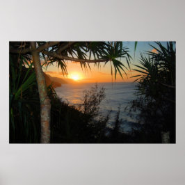 Kauai Na Pali Kusten Sunset Poster
