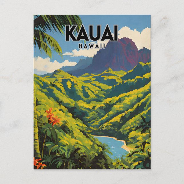 Kauai Nostalgic Travel Art Vykort (Framsida)