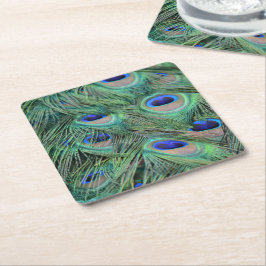 Kauai Peacock Feathers Underlägg Papper Kvadrat