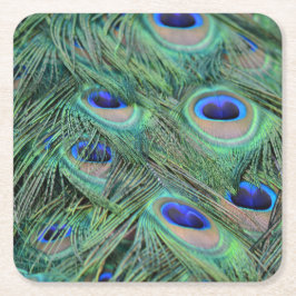 Kauai Peacock Feathers Underlägg Papper Kvadrat