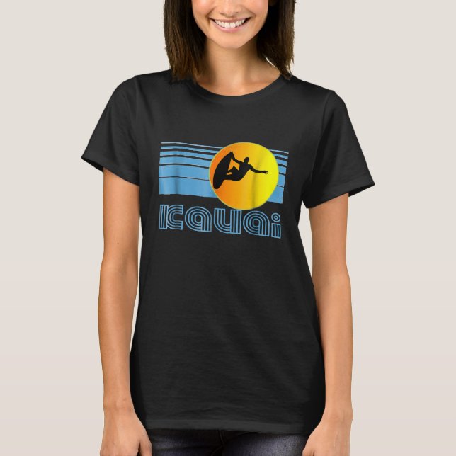 Kauai Retro Surfa T Shirt Hawaii Surfing Design Cl (Framsida)