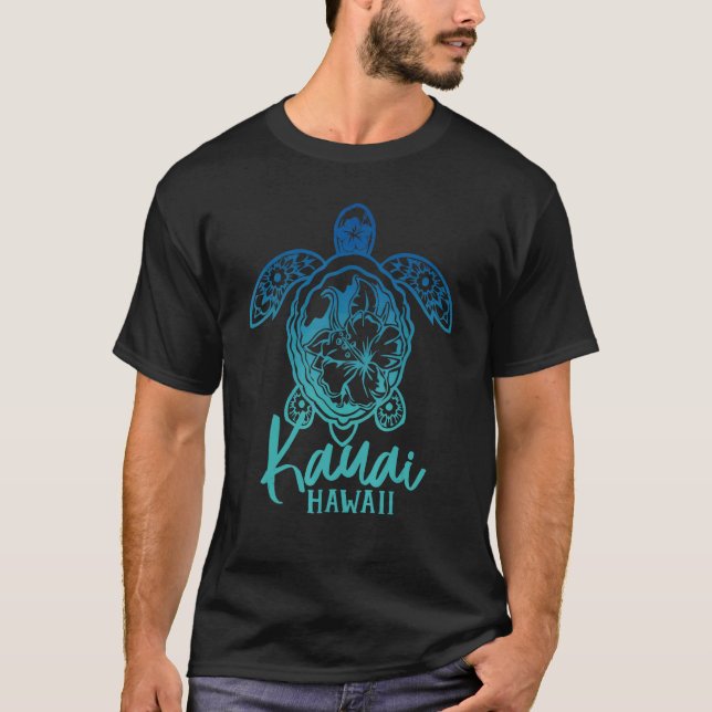 Kauai Sea Turtles Hawaiian Marine Turtle Flower Tr T Shirt (Framsida)