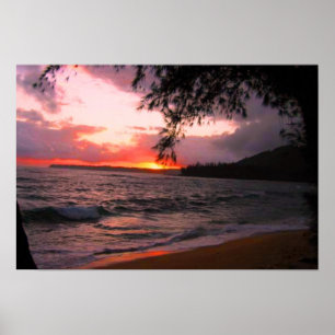 Kauai solnedgångkanvastryck poster