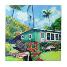 Kauai Sunny Day Plantation Cottage Ceramic Tile Kakelplatta