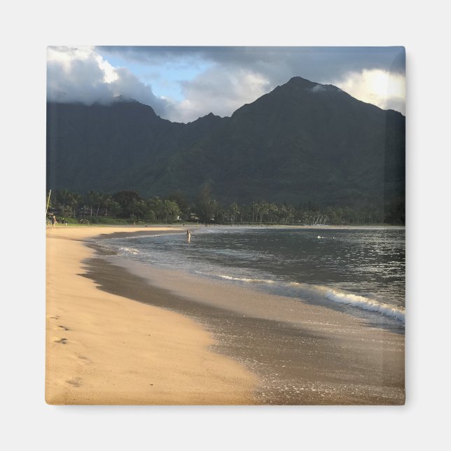 Kauai Surfa Co. Hanalei Beach Refrigerator Magnet (Framsidan)