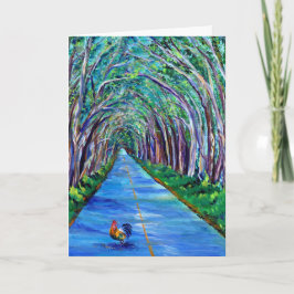 Kauai Träd-tunneln med Tupp-gratulationskort Kort