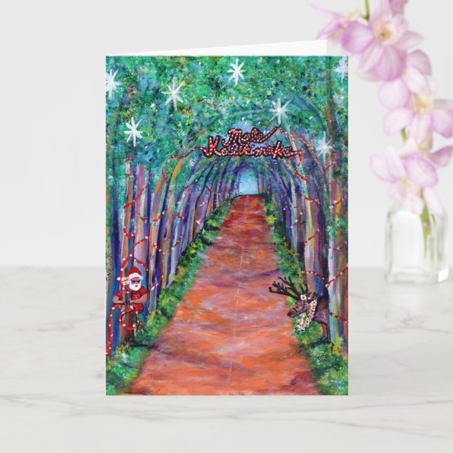 Kauai Tree Tunnel with Santa Mele Kalikimaka Card Kort (Orkide)