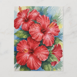 Kauai Tropical Flowers watercolor Vykort