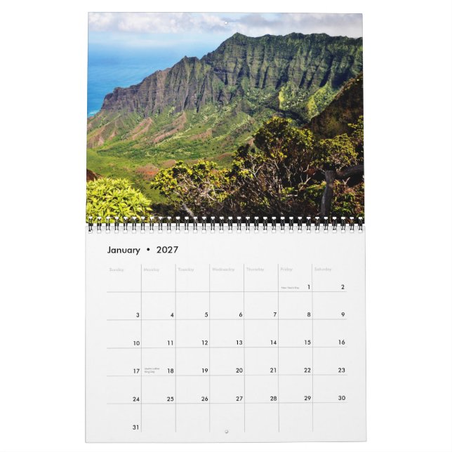 Kauai väggkalender kalender (Jan 2027)