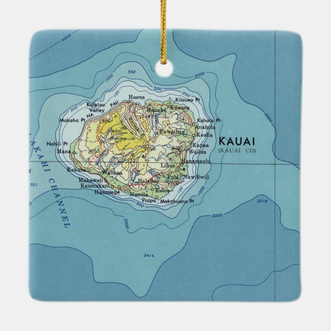 Kauai Vintage Karta Julgransprydnad Keramik (Baksida)