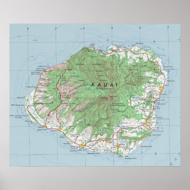Kauai Vintage Karta Poster (Framsidan)