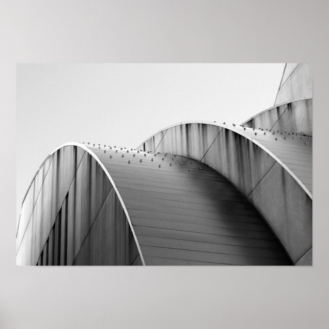 Kauffman Center Black and White Kurvor Kansas City Poster (Framsidan)