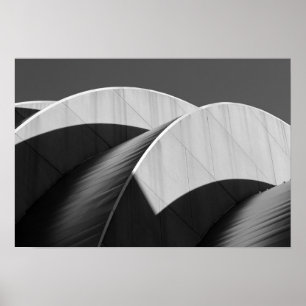 Kauffman Center Kurvor och Shadows Black and White Poster