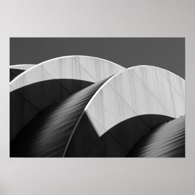 Kauffman Center Kurvor och Shadows Black and White Poster (Framsidan)
