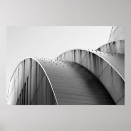 Kauffman Center Svarta och Vita Kurvor Kansas City Poster