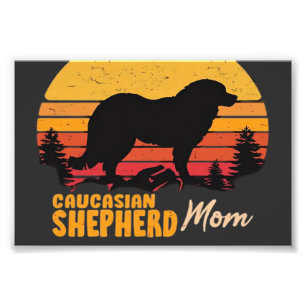 Kaukasisk herdehund Mamma Vintage Retro Klassisk T Fototryck