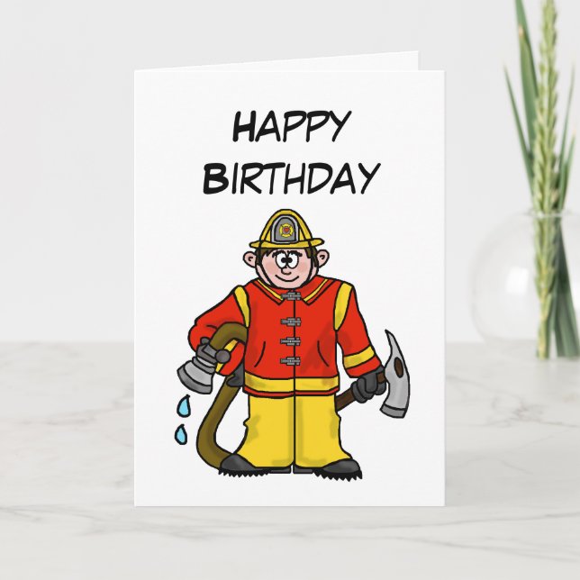 Kaukasiskt Tecknad Fireman Card Anpassa det! Kort (Framsida)